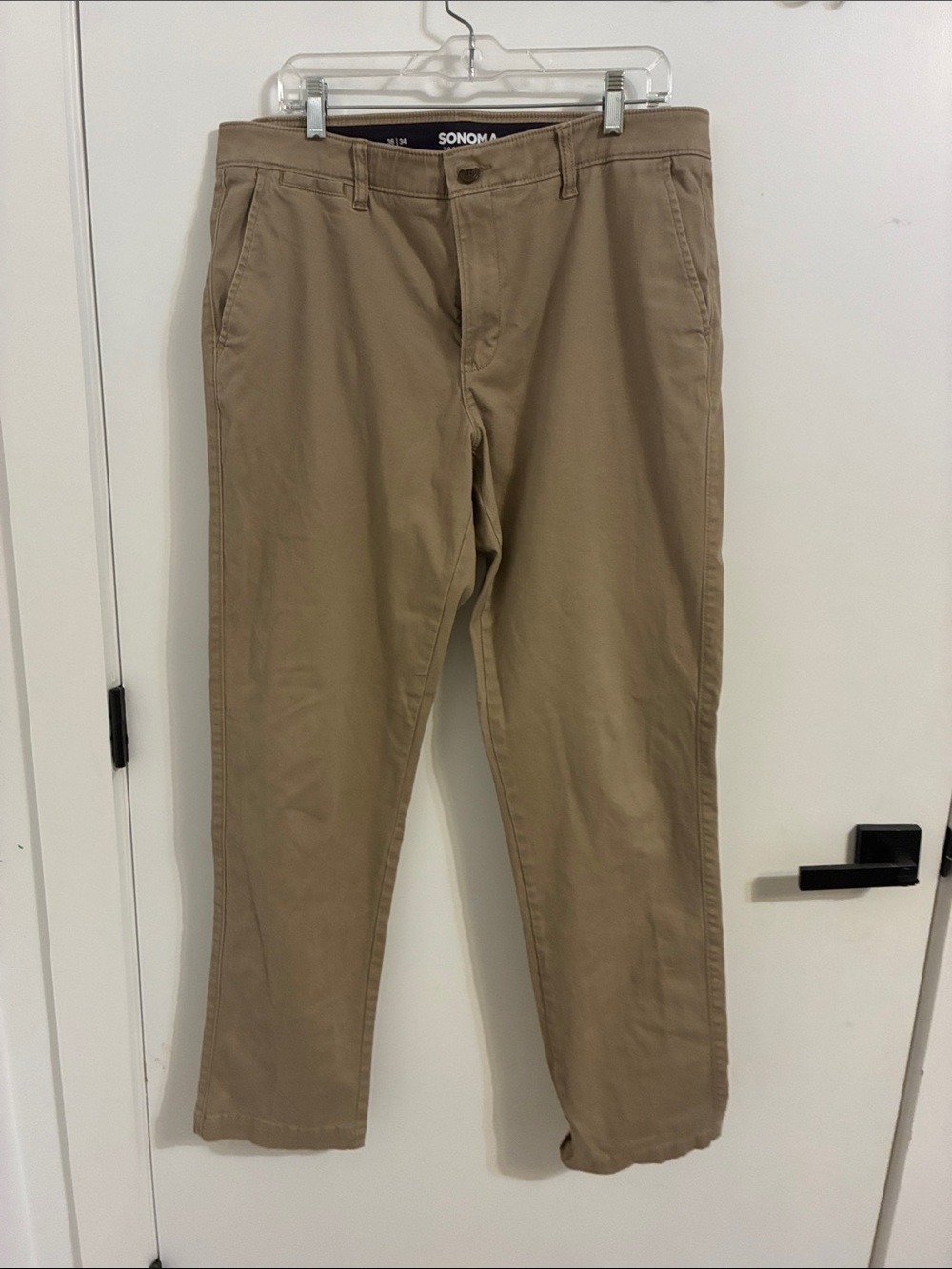 Sonoma Men's Tan Straight Chinos Flexwear 36x34